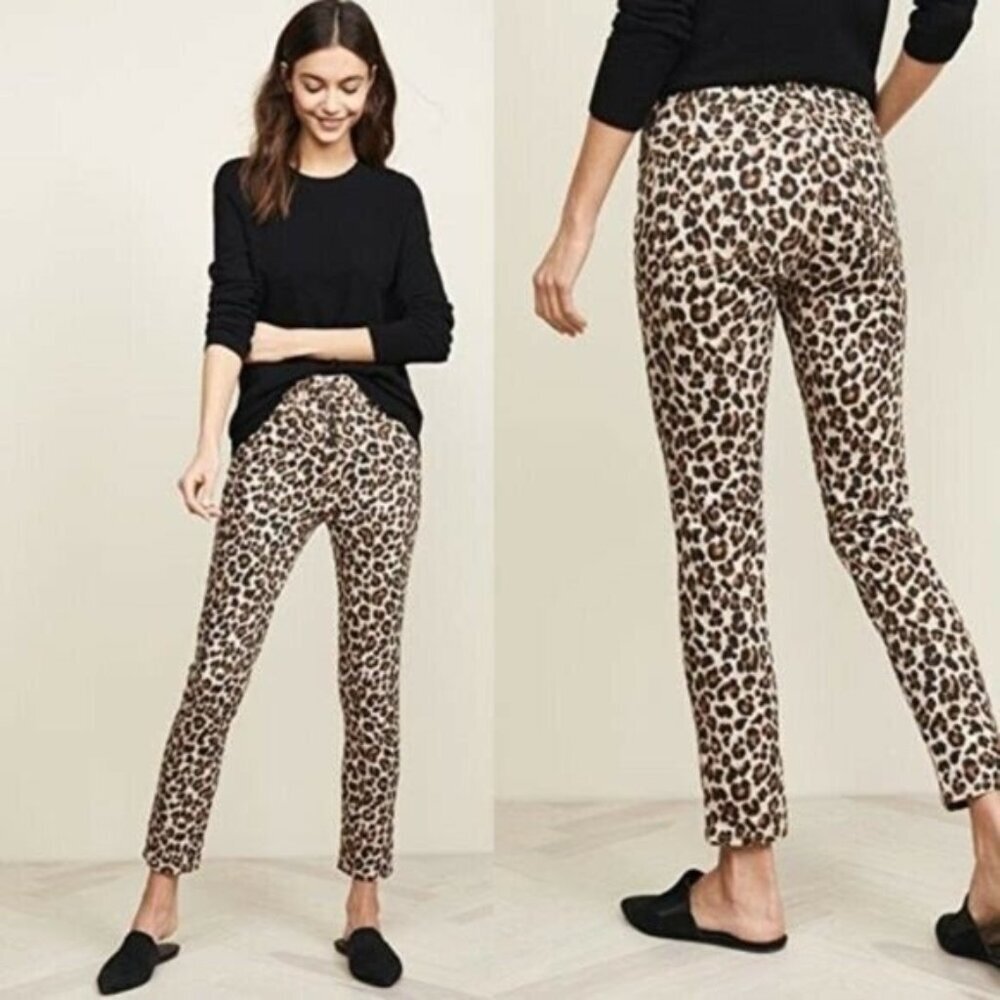Veronica Beard Debbie Jeans Leopard Animal Print High Rise Slim/Skinny Leg 29